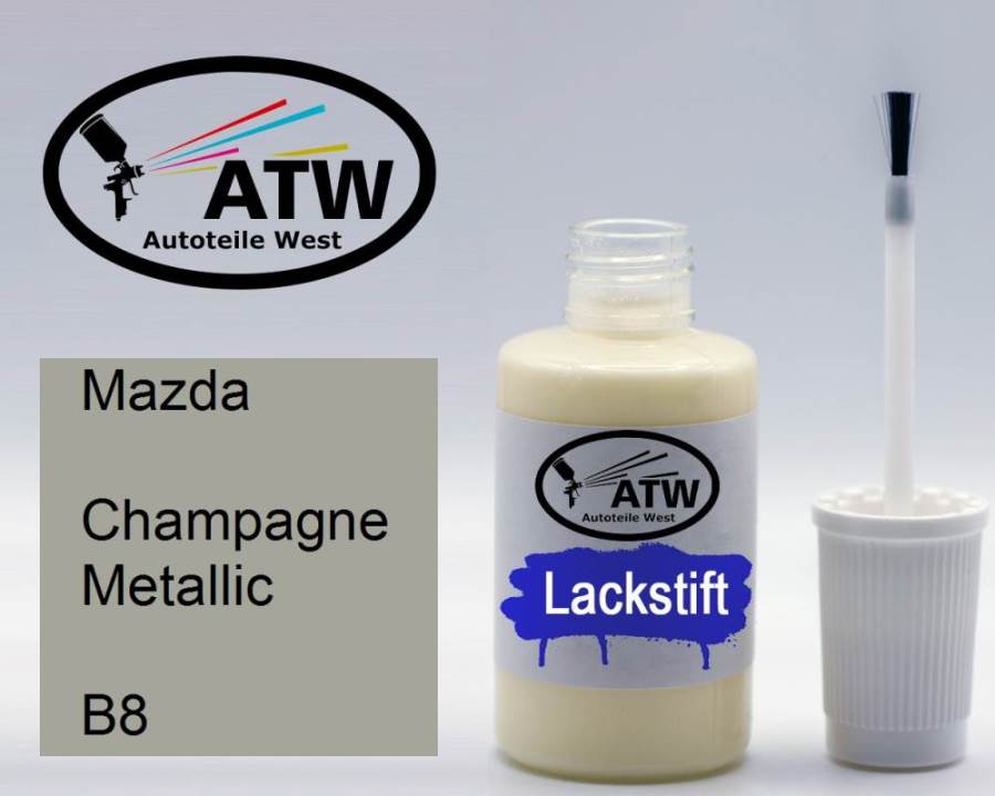 Mazda, Champagne Metallic, B8: 20ml Lackstift, von ATW Autoteile West.